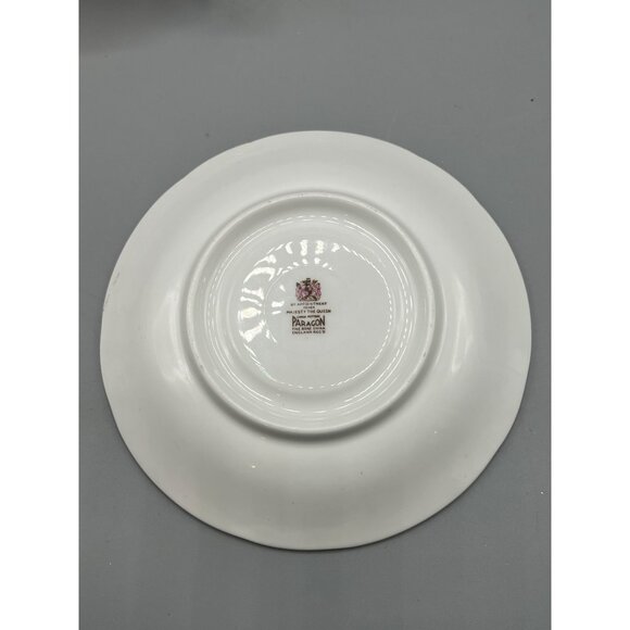 Paragon By Appointment Majesty The Queen Tea Cup Saucer Set Gold & Blue Rare - Picture 9 of 9